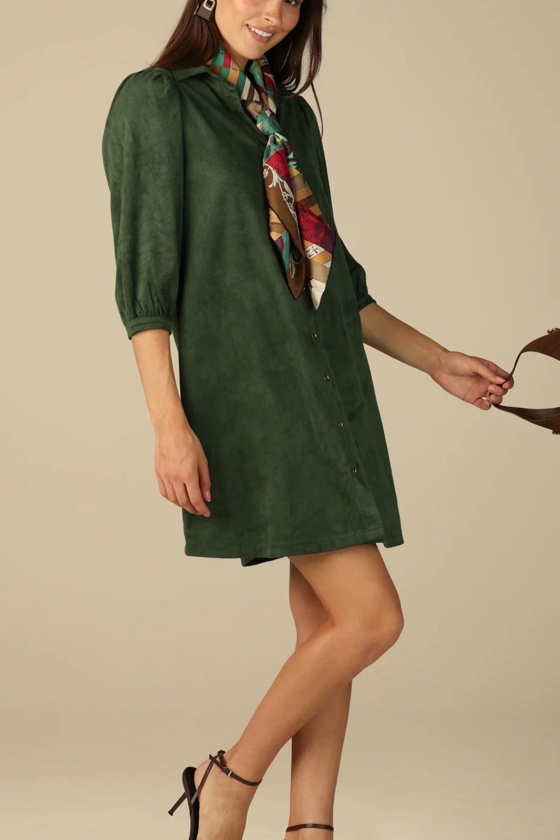 Suede Ashlynn Dress in Spruce