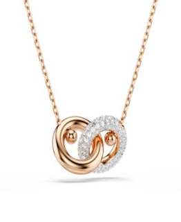 Rose Gold-Tone Two Interlinked Tubular Ring Necklace