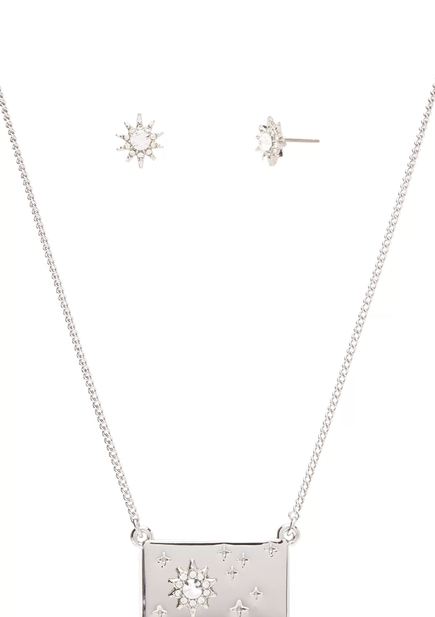 Silver Tone Necklace and Earring Set