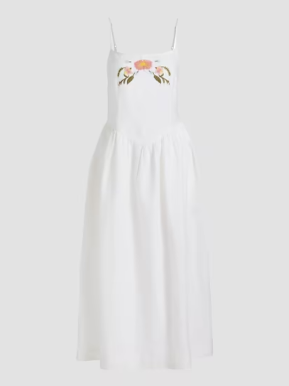 Neroni Embroidered Cotton-Linen Midi-Dress