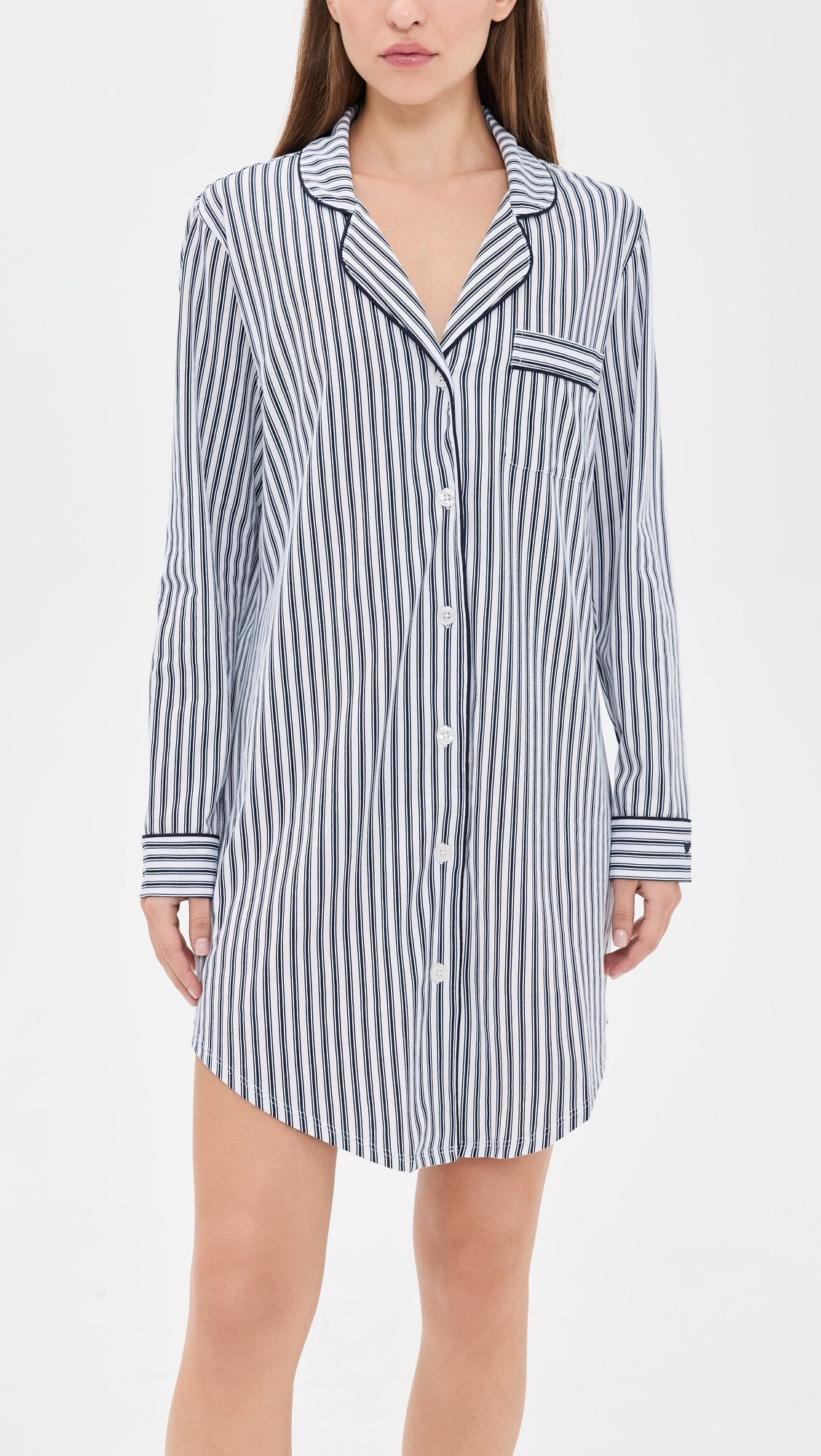 Luxe Pima Navy French Ticking Nightshirt