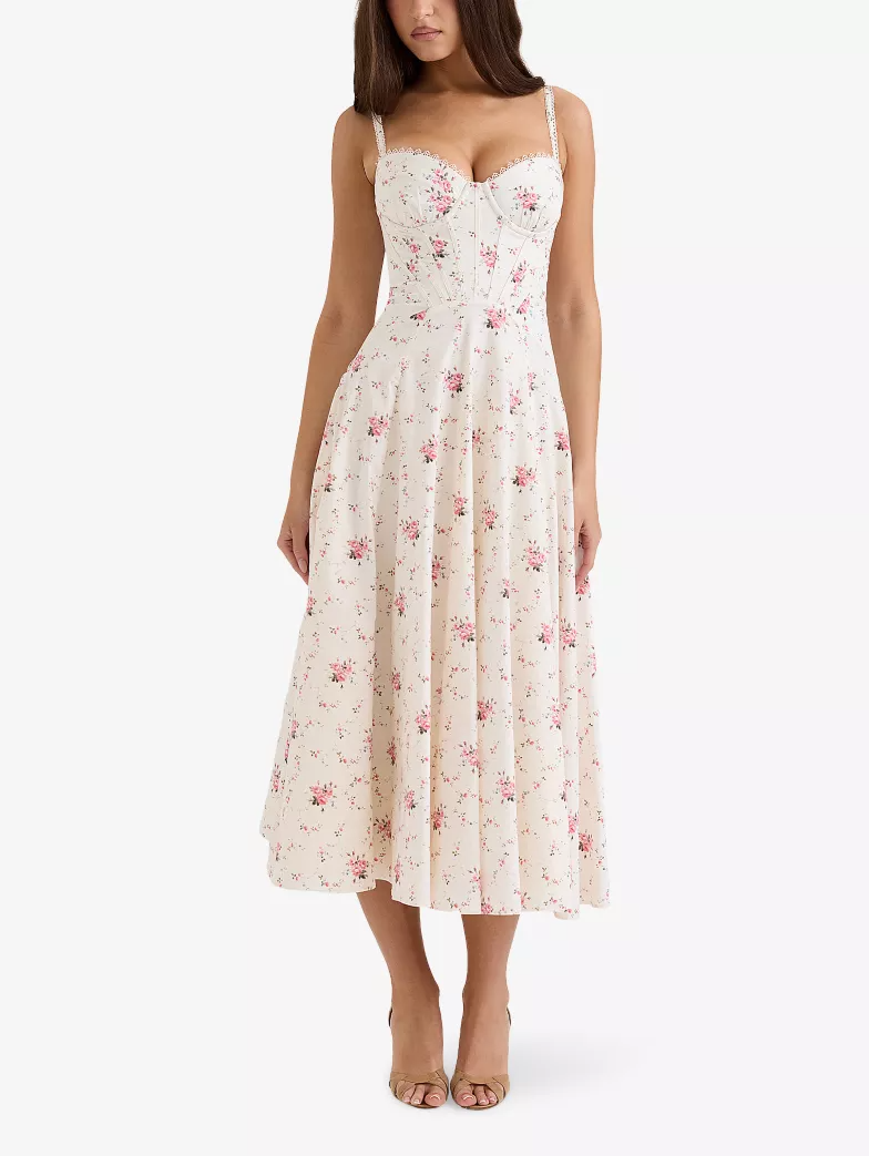 House of CB - Steffani Floral-Print Stretch-Cotton Midi Dress