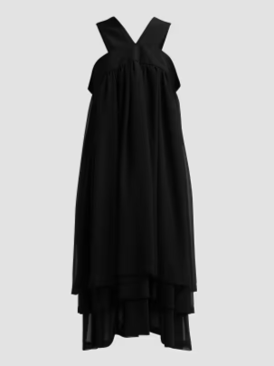 Georgette V-Neck Midi Dress