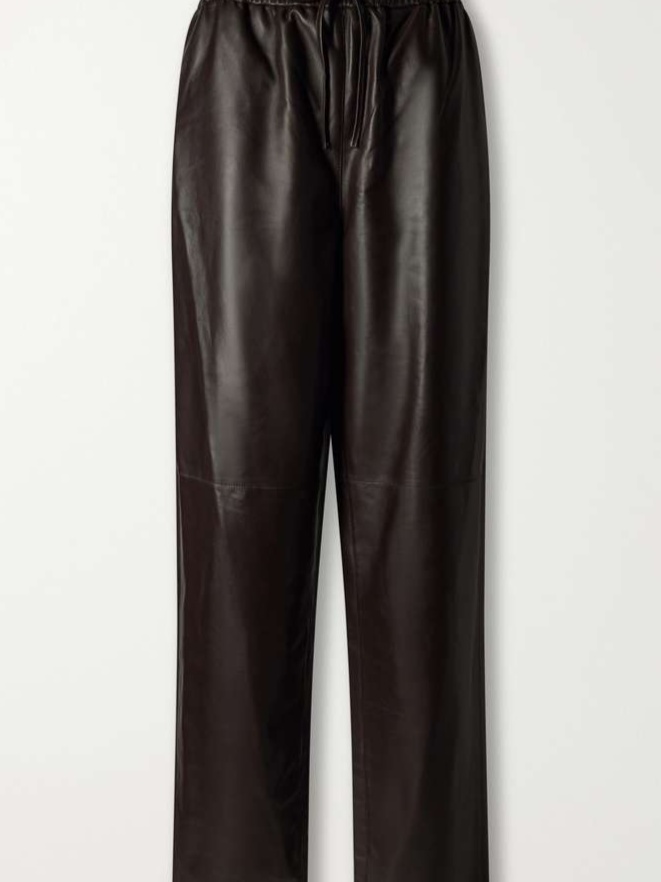 Nat paneled leather straight-leg pants