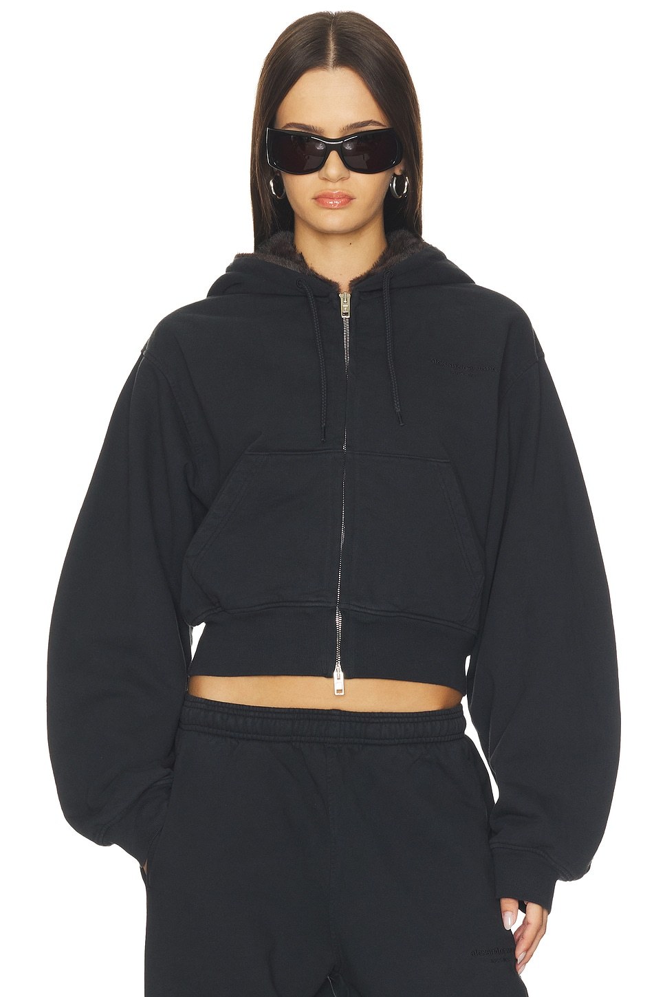 Zip-up Hoodie With Faux Fur Hood