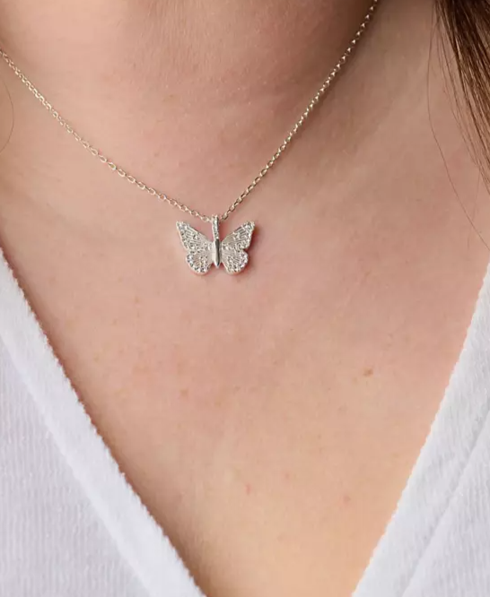 Butterfly and Crystal Necklace, Adjustable