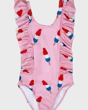 Girl's Pinkie Bomb Pop One-Piece Swimsuit, Size 2-14