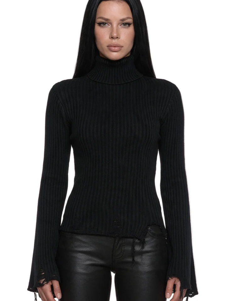 Unravel Distressed Turtleneck Sweater