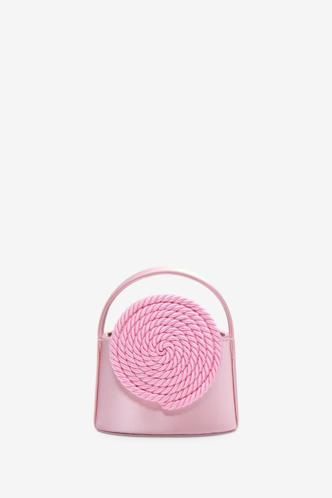 Pink mini satin bag with passementerie details