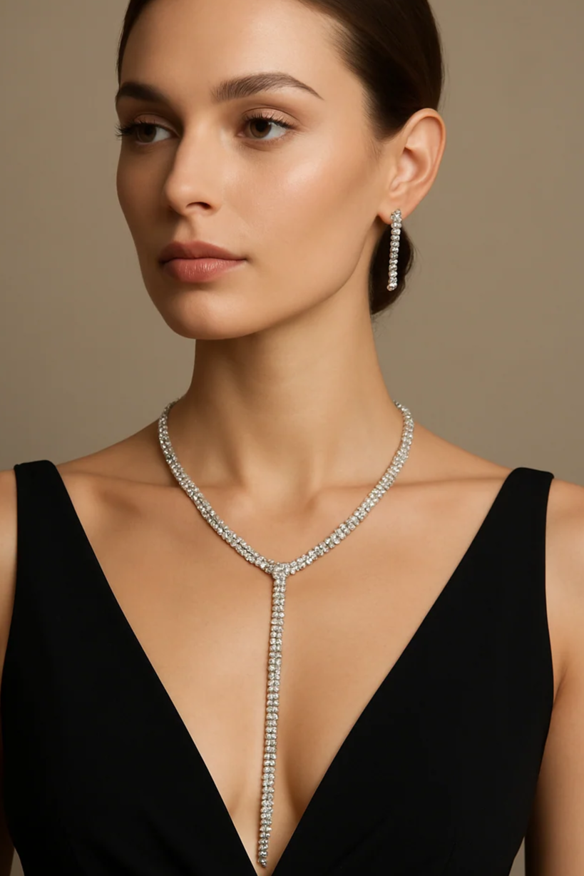 Women's Wedding Jewelry Set: Grandeur Necklace with Earrings Set
