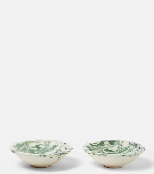 Marbled set of 2 ceramic bowls