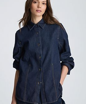 Women's Collared Button Front Denim Shirt