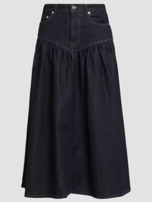 Stretch Denim Maxi Skirt