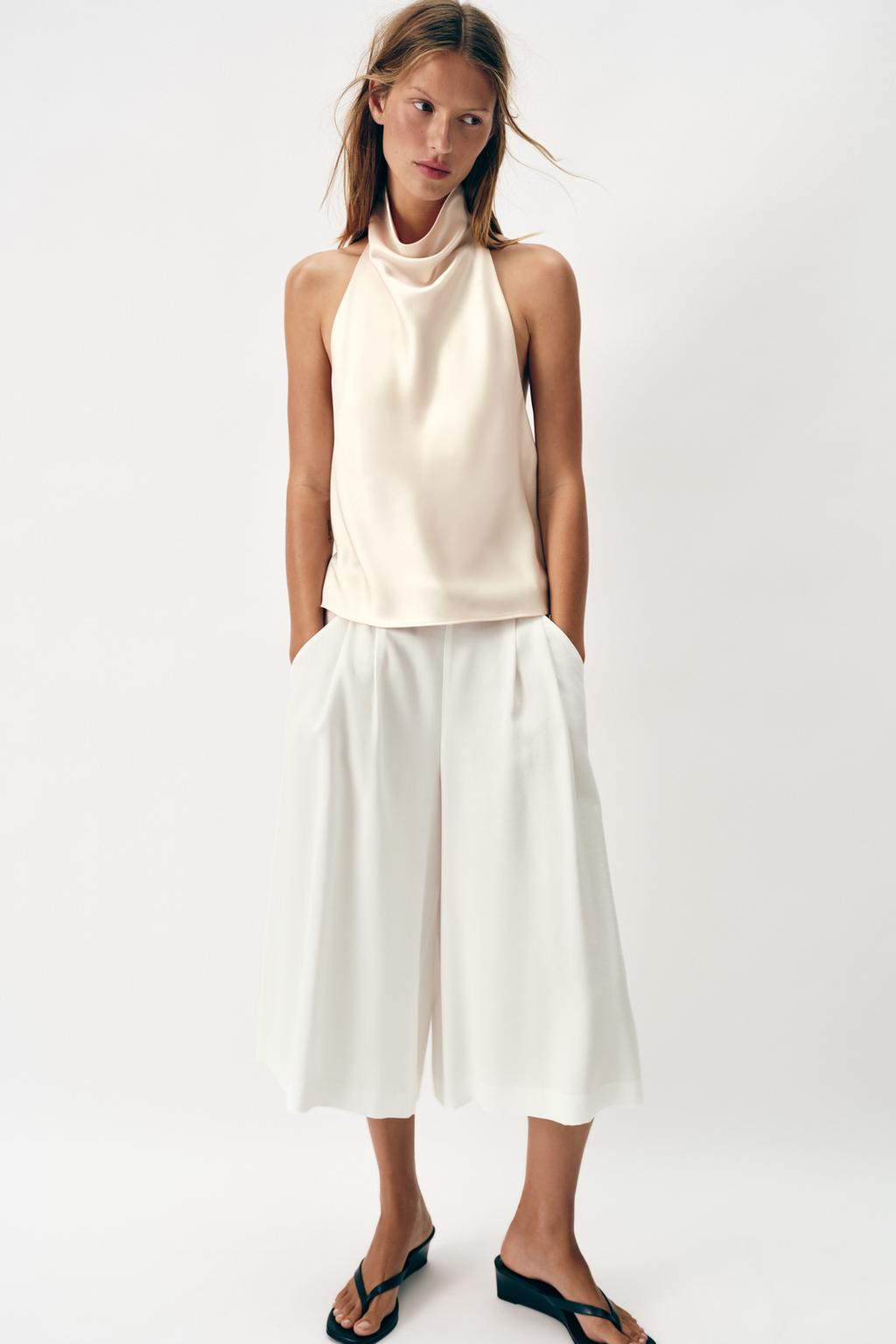 SATIN EFFECT HALTER TOP