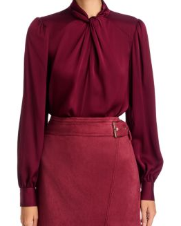 Lola Silk Blend Twist Neck Blouse