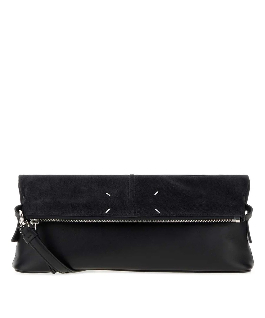 Maison Margiela Suede and Leather Fold-Over Clutch