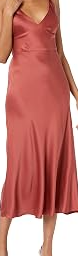 Women's Marcy V Neck Satinbias Cut Midi Dress