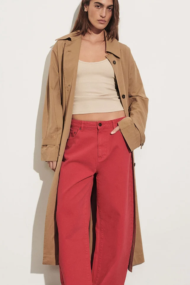 Frank Red Relaxed Barrel Jean
