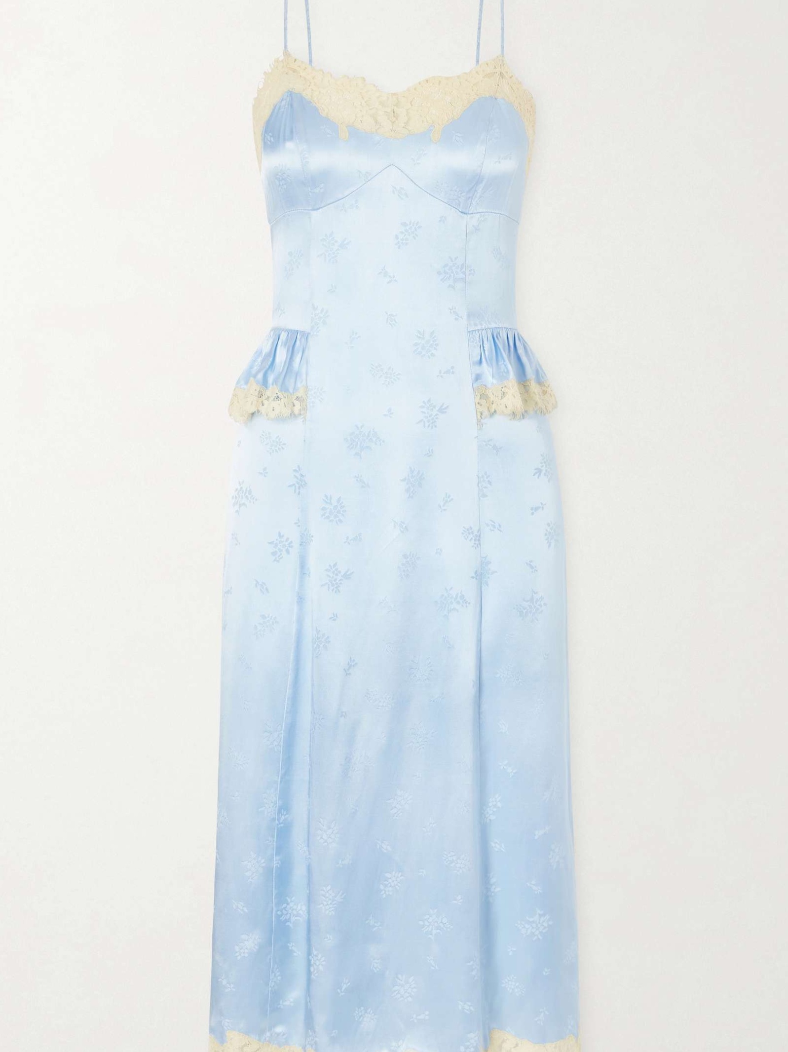 Lise lace-trimmed floral-jacquard satin midi dress