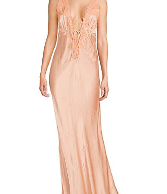 Satin Plunging V-Neck Venice Long Dress