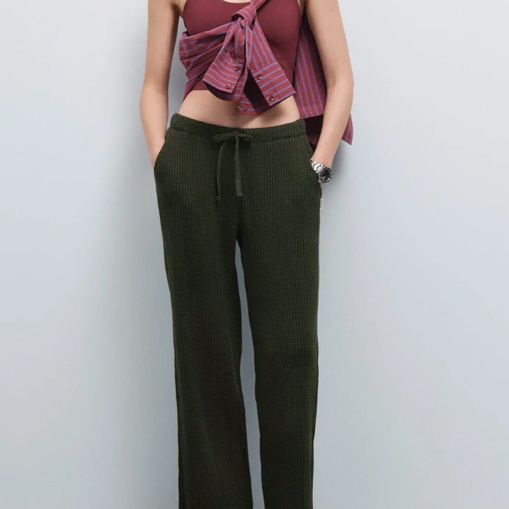 Organic Waffle Straight Leg Sweatpant