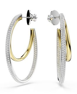 Round Cut Mixed Metal Finish Hyperbola Hoop Earrings