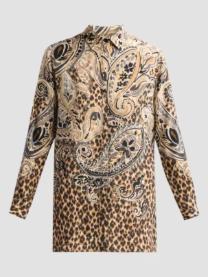 Paisley Leopard Print Silk Shirt