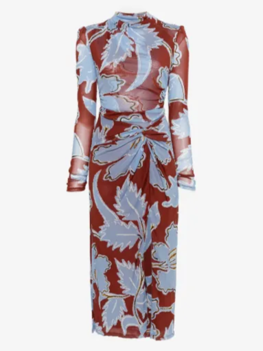Amadis Floral-Print Ruched Midi Dress