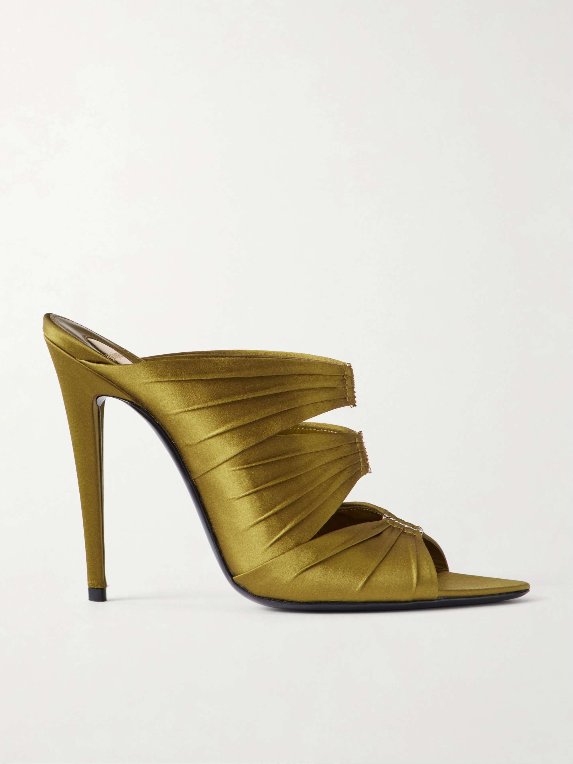 Emilie 110 crystal-embellished gathered satin sandals