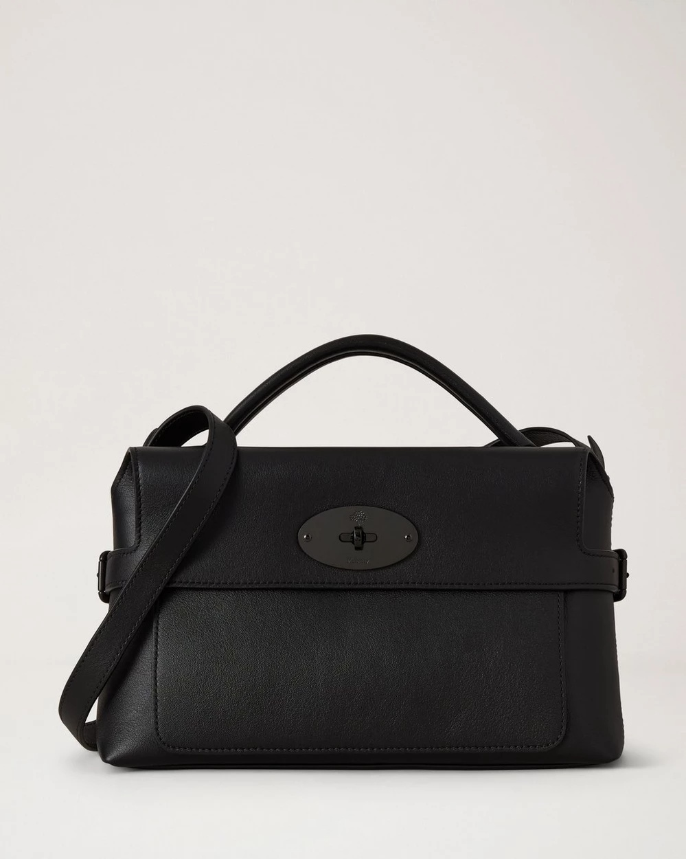 Small Stevie Top Handle Black Supple Smooth Leather