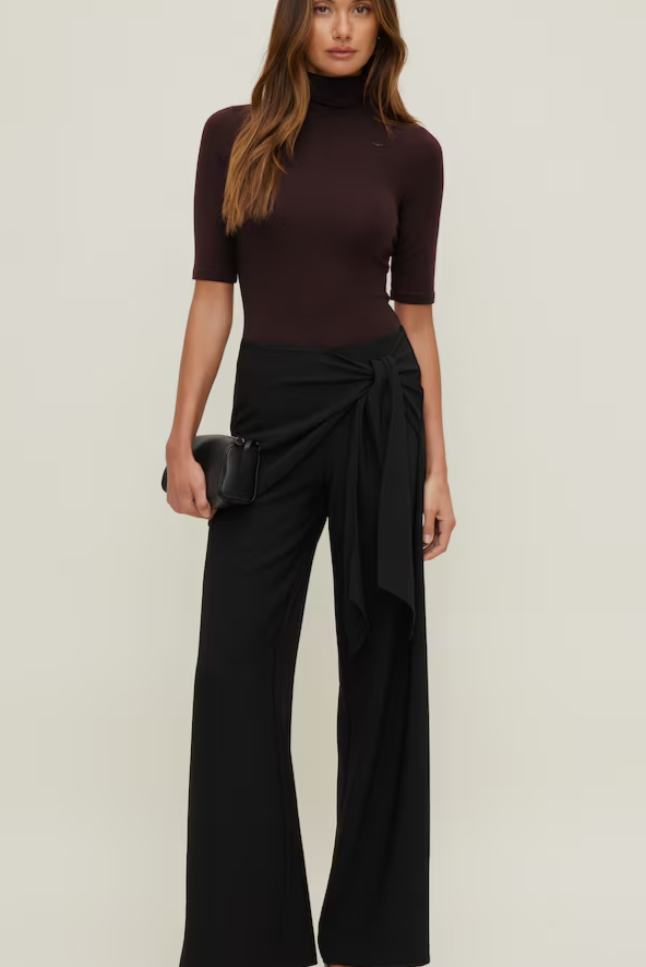 Wrap Wide Leg Pants