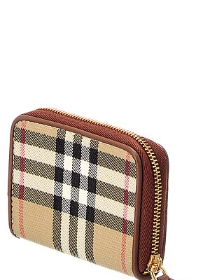 Burberry Check E-Canvas & Leather Coin Purse