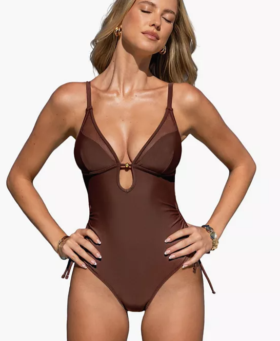 Women's Mesh Cutout One Piece Swimsuit
