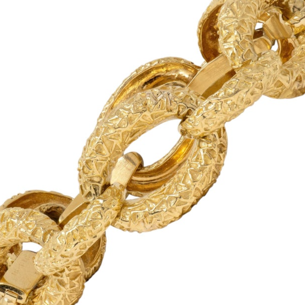 Van Cleef & Arpels 1970's 18 Karat Yellow Gold Vintage Textured Link Bracelet