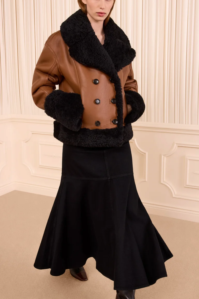 Nisha Reversible Shearling Coat Noir