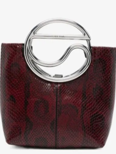 Snakeskin-effect leather tote bag