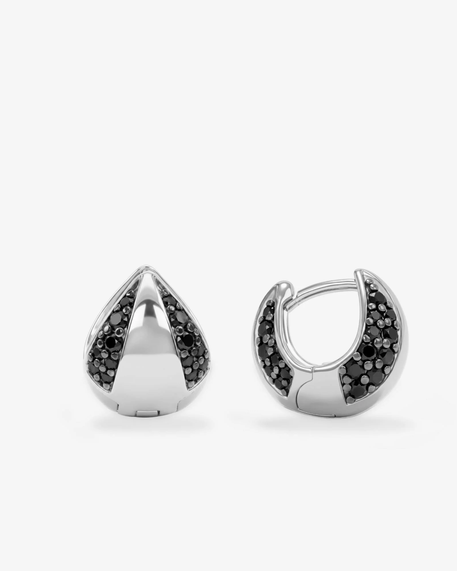 Lil Norah Split Pavé Earrings - Silver|Black Diamondettes