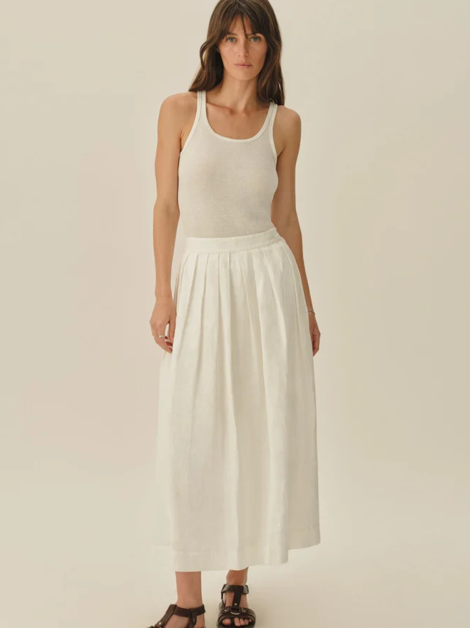 Vintage Linen Pleated Skirt