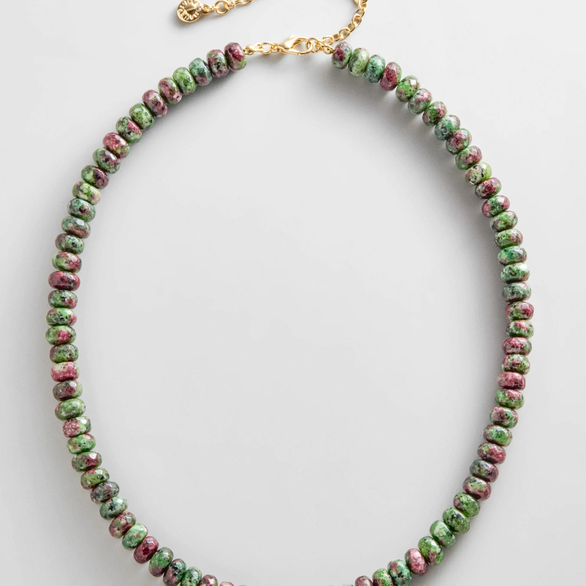 Mini Joyce Semi-Precious Beaded Necklace - Ruby Zoisite