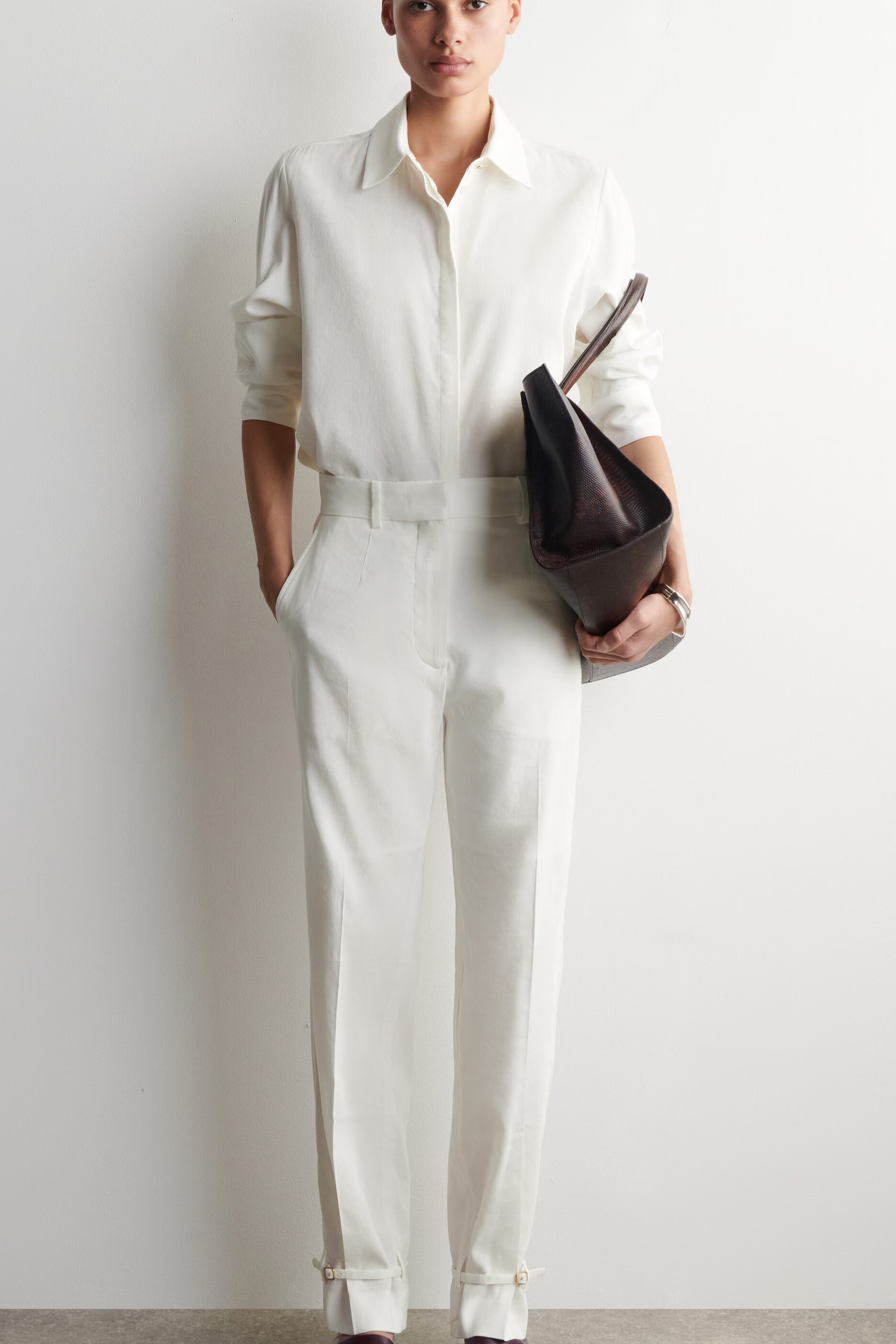 LINEN STRAIGHT-LEG PANTS