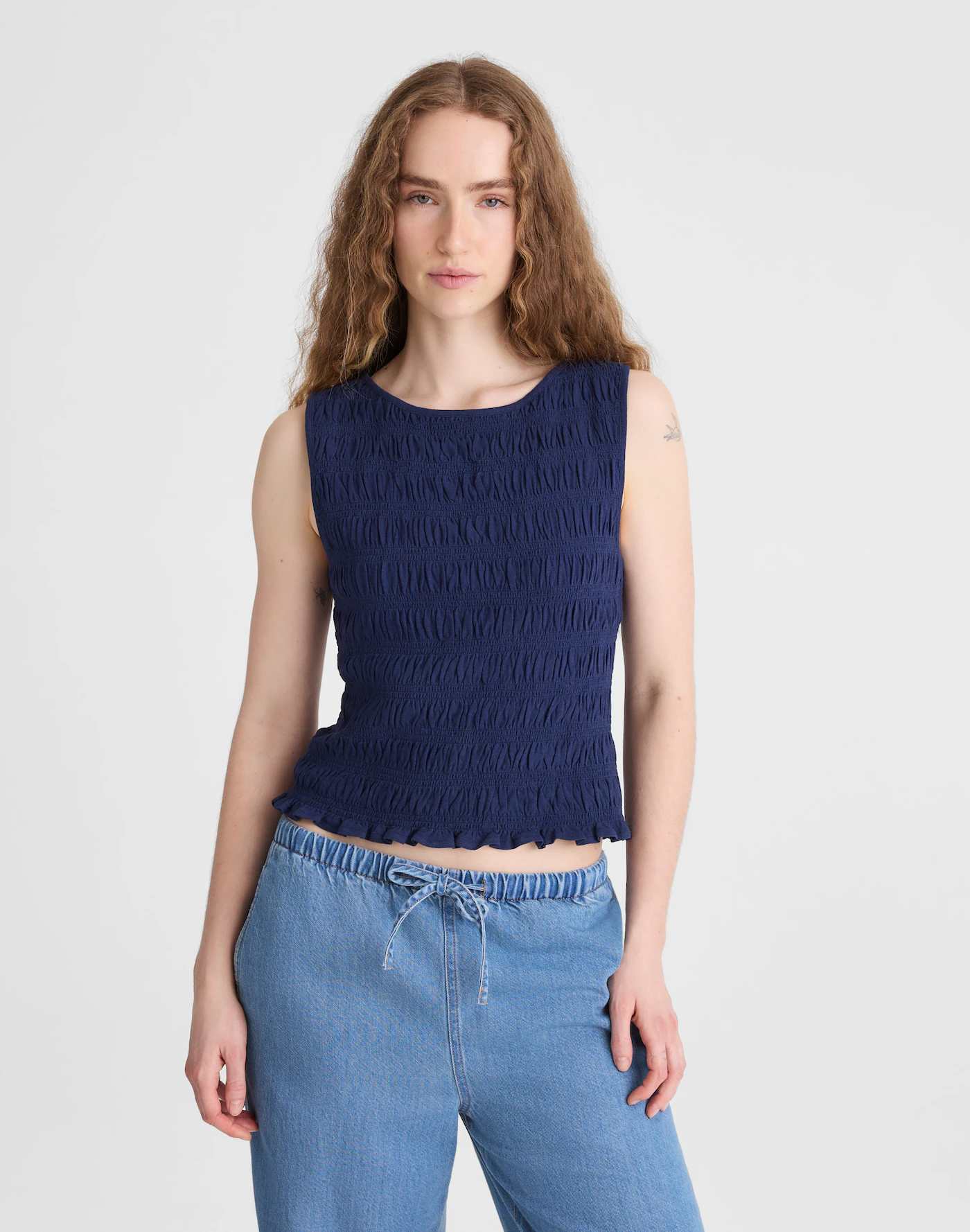 Smocked Boatneck Tank