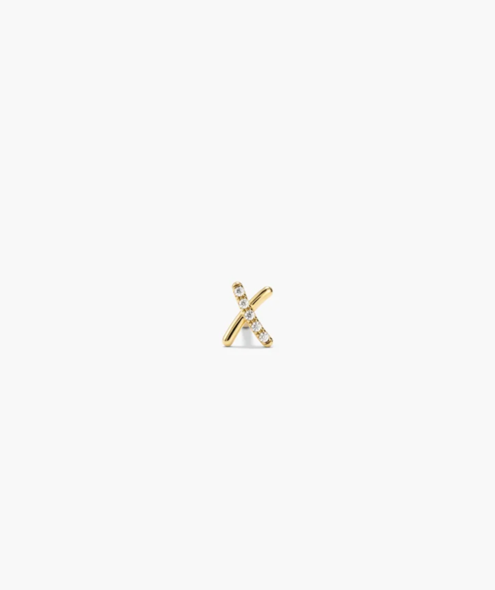 Single Interconnected X Pavé Lab Grown Diamond Stud