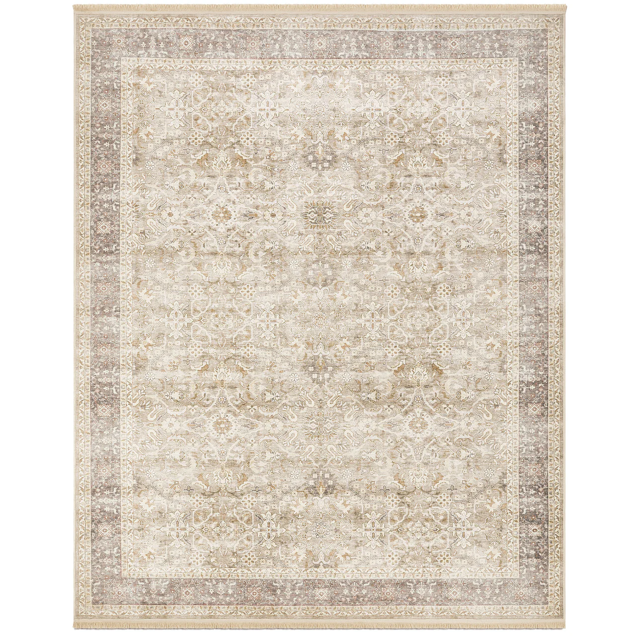 Lisa Washable Rug in Taupe & Multi