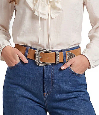 Frank Western Buckle Suede Belt