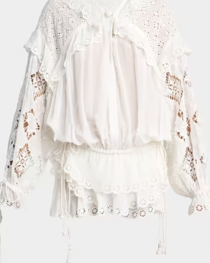 Nowana Broderie Anglaise Ruffle Peasant Top