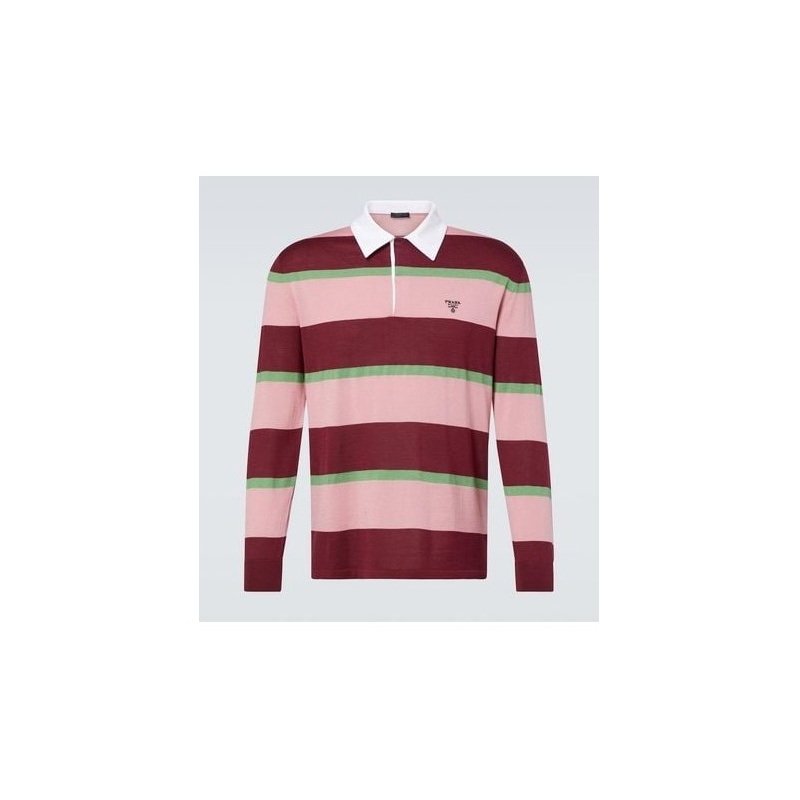 Cotton-Silk Striped Polo Shirt