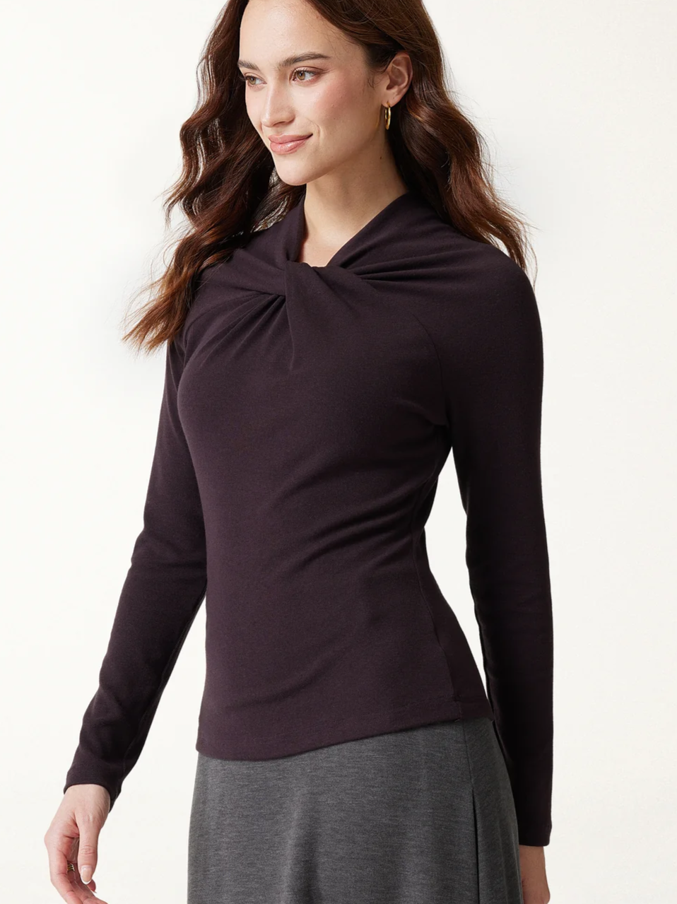 LiteWarm Twisted V-Neck Long Sleeve Top