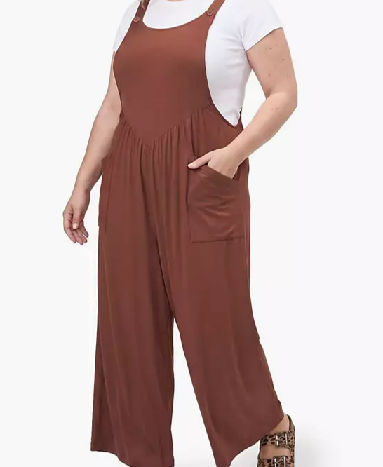Plus Size Super Soft Jersey Wide-Leg Overall