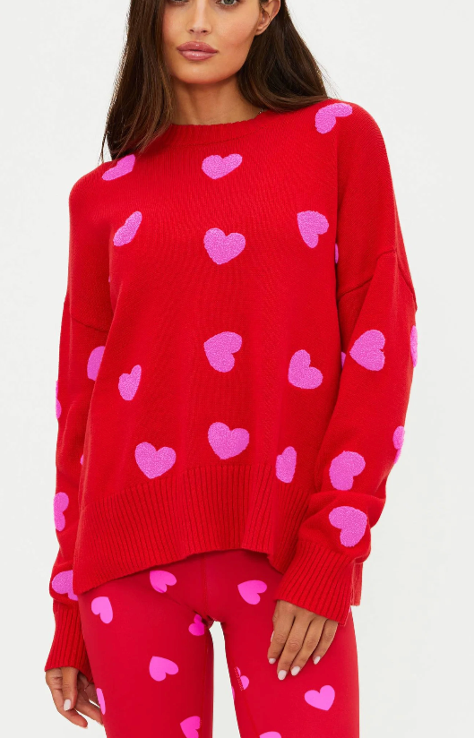 Callie Sweater Royal Red Hearts
