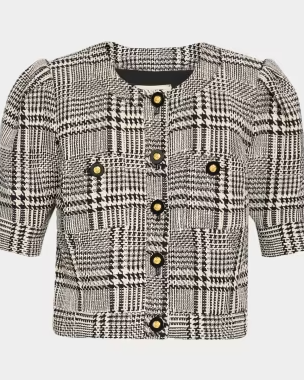 L'AGENCE Allegra Short-Sleeve Cropped Jacket